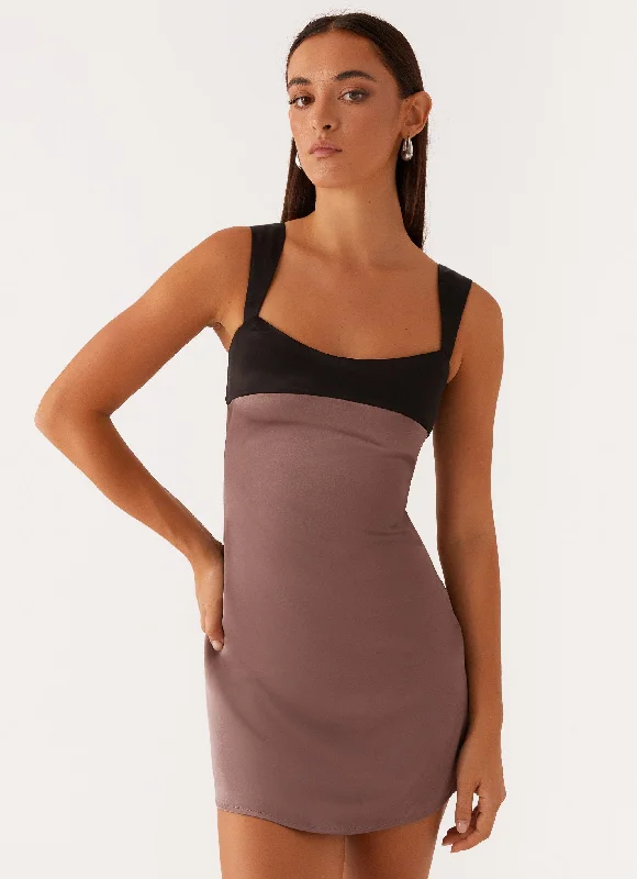 Discount Days Odette Satin Mini Dress - Steel Me Away