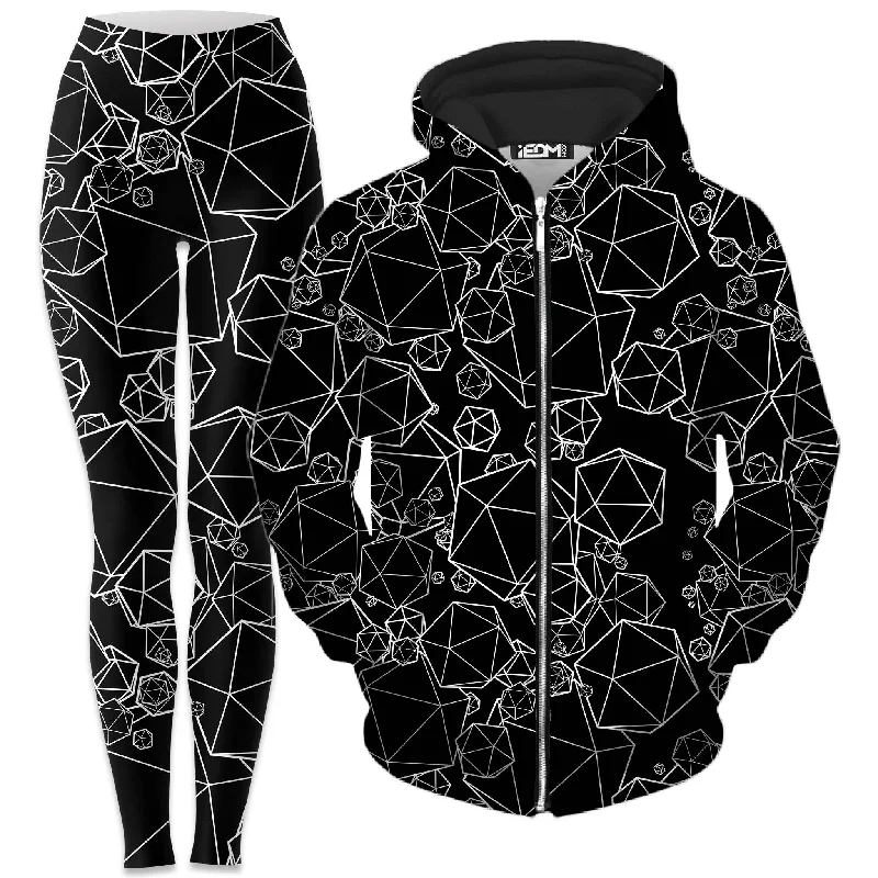 Closeout Icosahedron Madness Black Zip-Up Hoodie and Leggings Combo