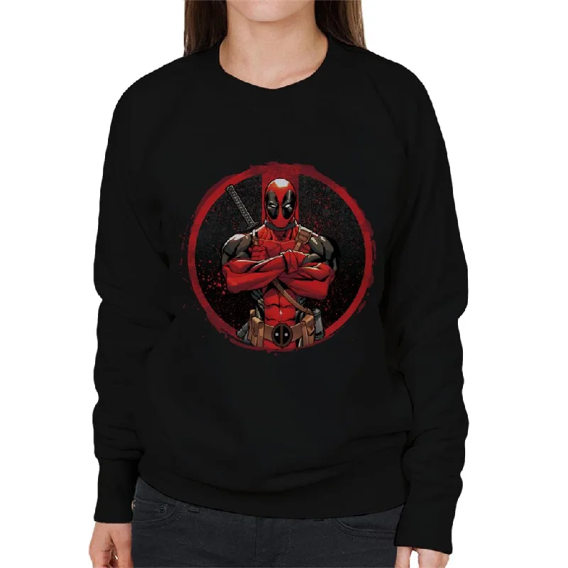 Deep Discounts Marvel Deadpool Blood Splatter Arms Folded Women's Sweatshirt