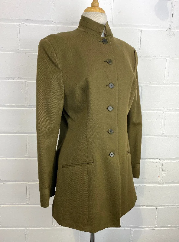 Best Seller Vintage 1990s Norma Kamali Khaki Wool Jacket, Medium