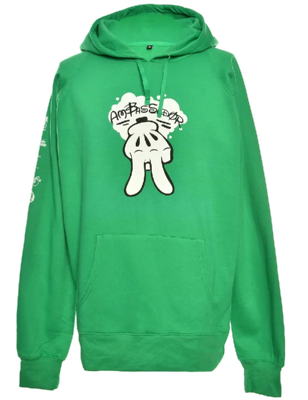 Daily Deals Green Printed Hoodie - L