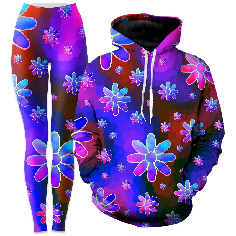 Midnight Madness Floral Fantasy Abstract Hoodie and Leggings Combo