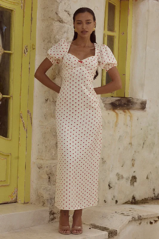 Exclusive Deal SARELA MIDI DRESS - WHITE/RED