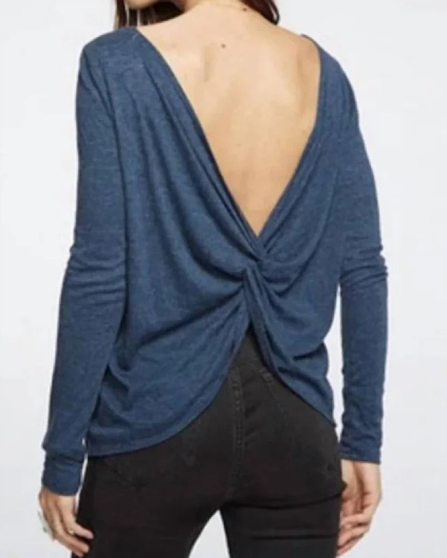 Discount Deals Long Sleeve Tri-Blend Twist Back Pullover In Amalfi
