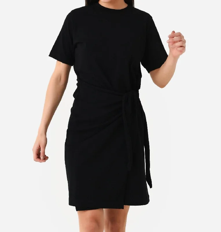 Price Smash Side Tie Dress In Black