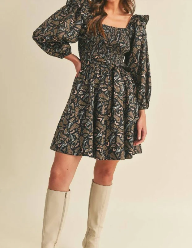 Deal Mania Square Neck Ruffle Dress In Multi
