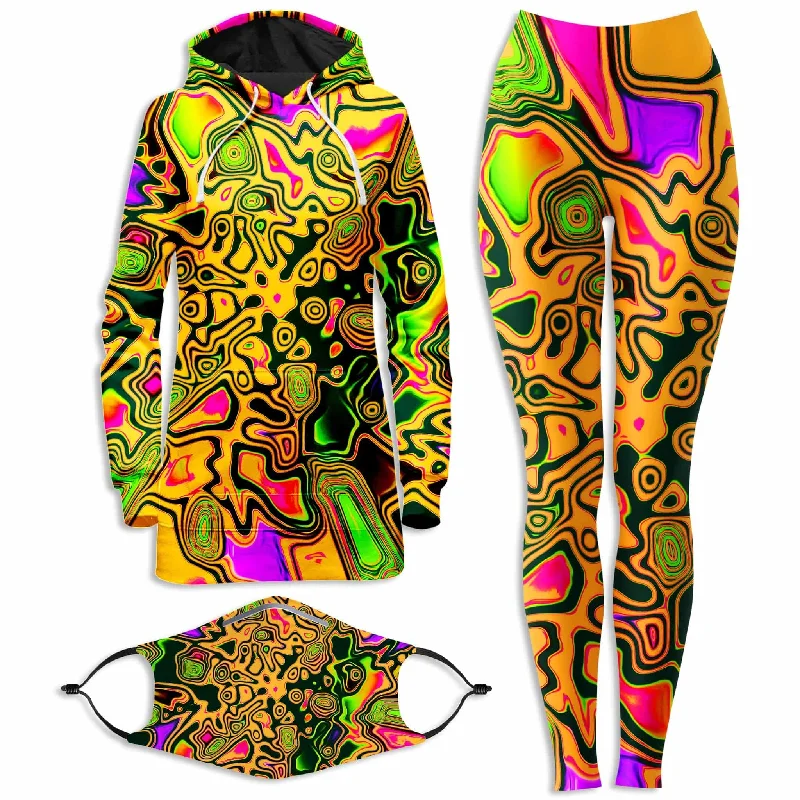 Buy More, Save More Splash Of The 90s Hoodie Dress and Leggings with PM 2.5 Face Mask Combo