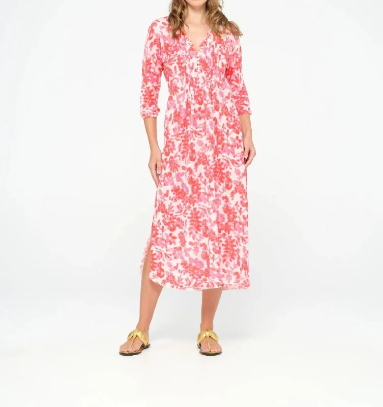 Can't Miss Long Poppy Maxi Dress In Pink