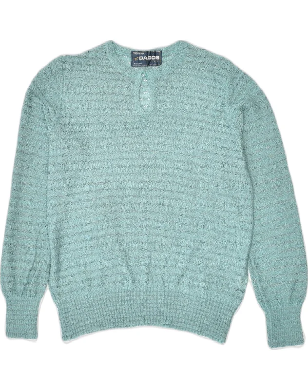 Crazy Deals VINTAGE Womens Crew Neck Jumper Sweater UK 10 Small Blue Viscose