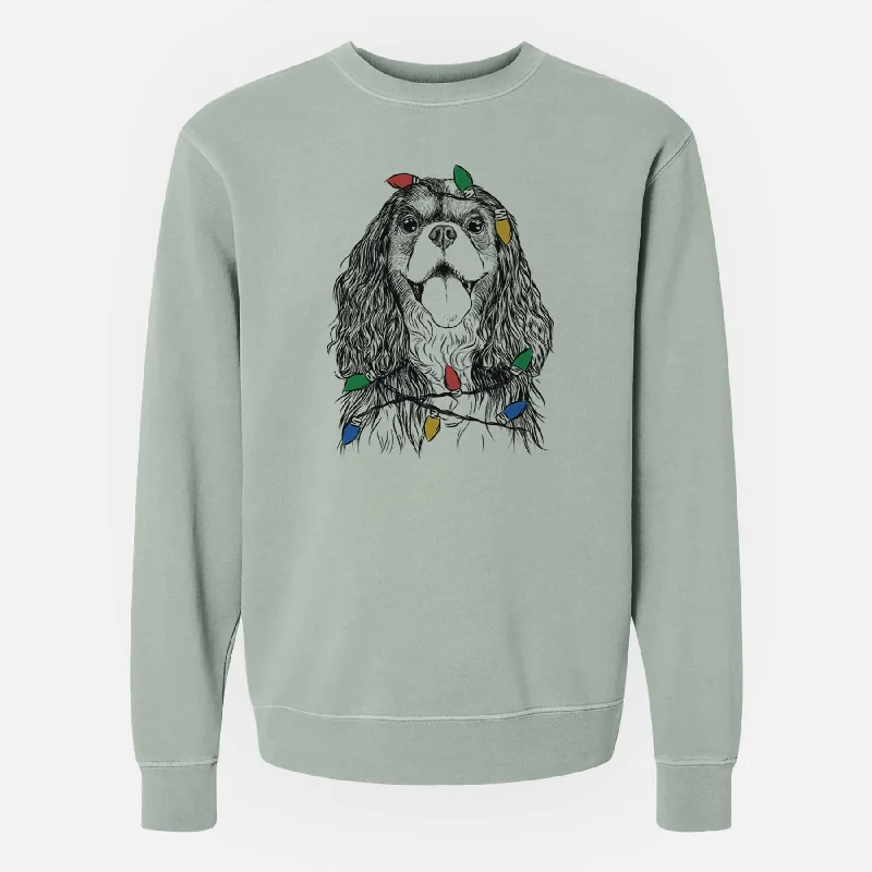 Savings Spectacular Christmas Lights Brandy the Cavalier King Charles Spaniel - Unisex Pigment Dyed Crew Sweatshirt