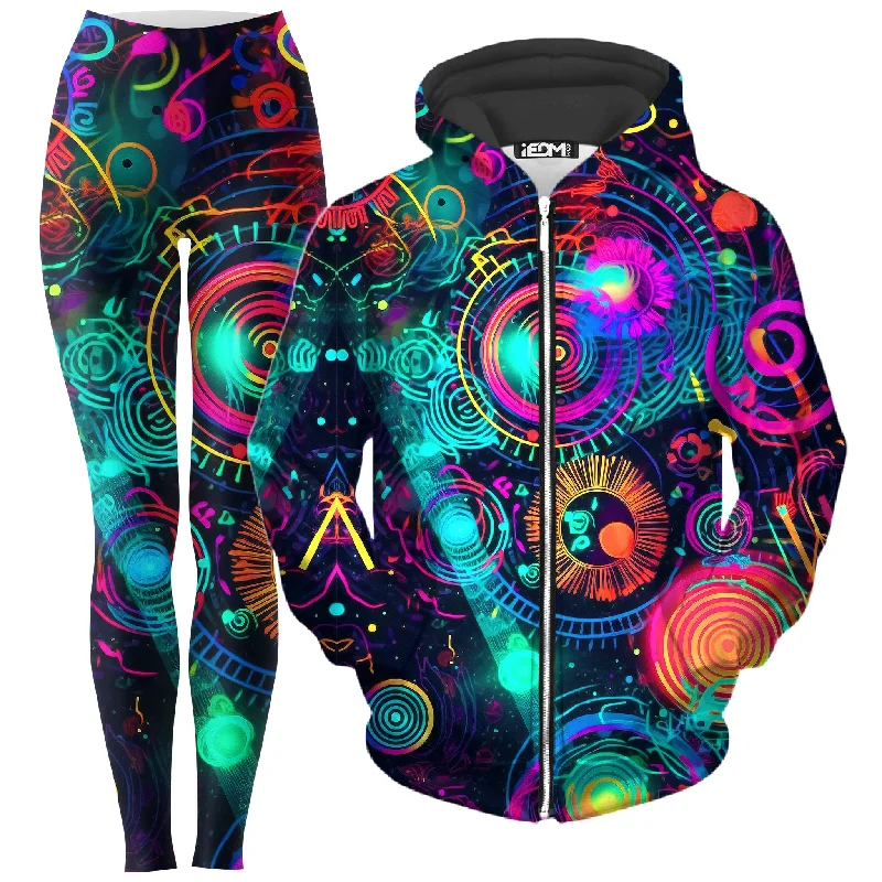 Don't Wait Retro Trip Zip-Up Hoodie and Leggings Combo