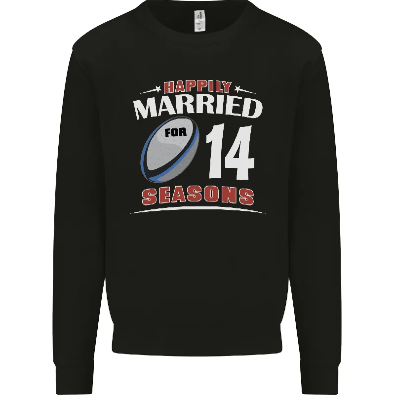 Crazy Savings 14 Year Wedding Anniversary 14th Rugby Mens Sweatshirt Jumper