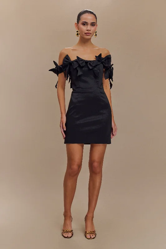 Savings Alert Rose Strapless Bow Mini Dress - Black