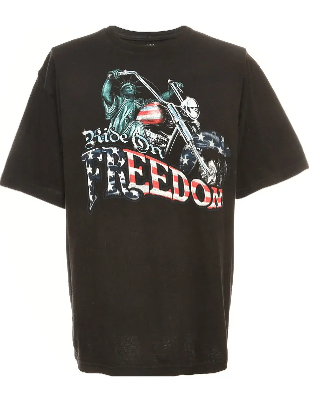 Exclusive Savings Black Printed T-shirt - M