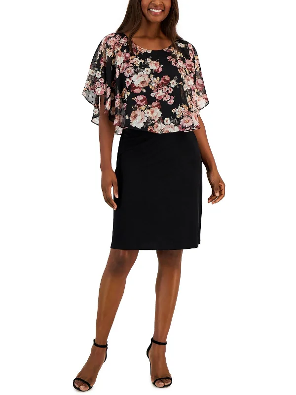 Reduced Prices Womens Chiffon Cape Sheath Dress