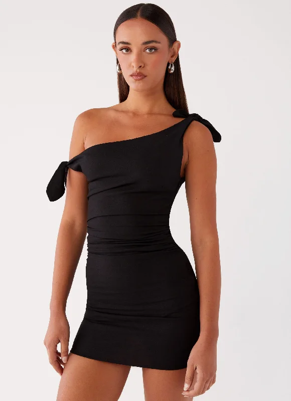 Time-Limited Offer Amazonia Linen Mini Dress - Black