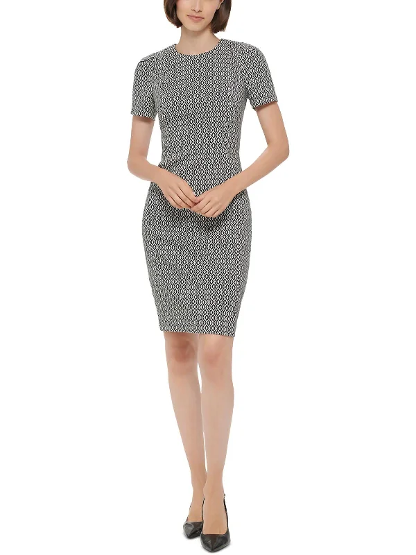 Midnight Madness Womens Pattern Short Sheath Dress