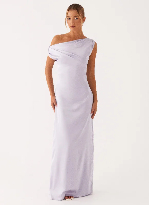 Anniversary Sale Heart Of Glass Satin Maxi Dress - Lilac