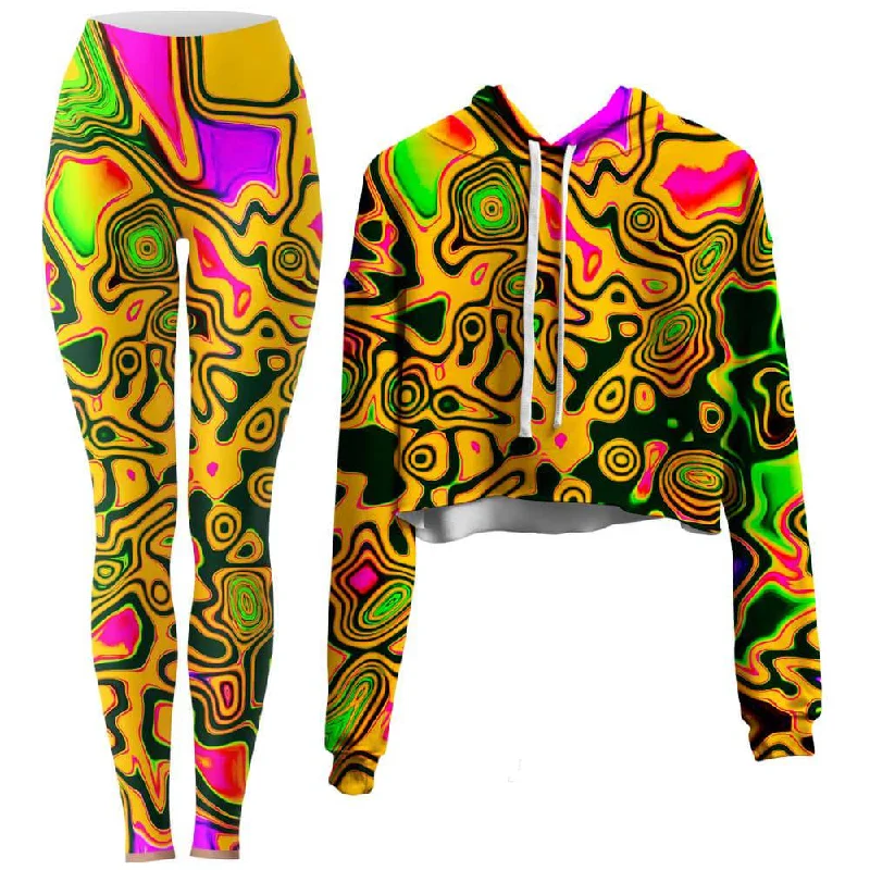 TIME-Limited Offer Splash of the 90s Crop Hoodie and Leggings Combo