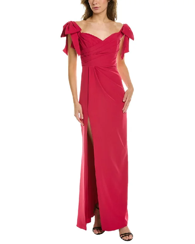 New Arrival Marchesa Notte Pleated Column Gown