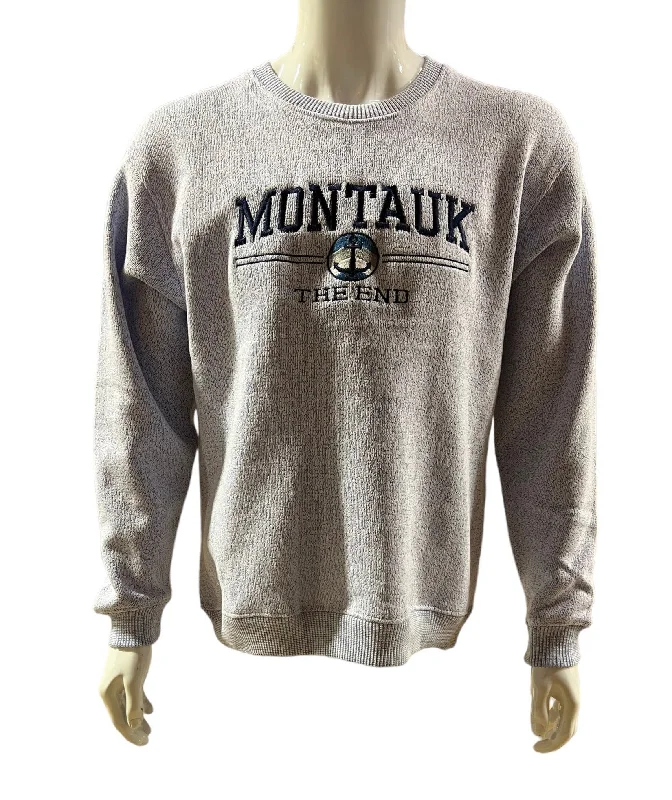 Savings Galore Adult Montauk The End Anchor Embroidered Nantucket Pullover Crewneck