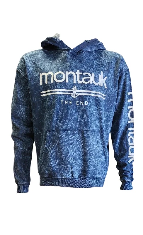 Weekend Deal Adult Montauk The End Anchor Screen Printed Hooded Pullover